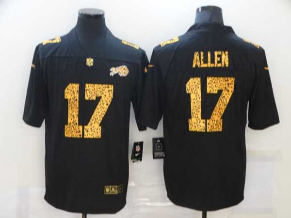 Mens Buffalo Bills #17 Josh Allen 2020 Black Leopard Print Fashion Limited Football Stitched Jersey Dzhi